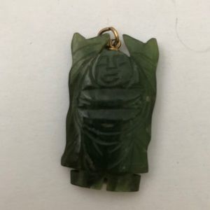 Jade Buddha charm with gold loop